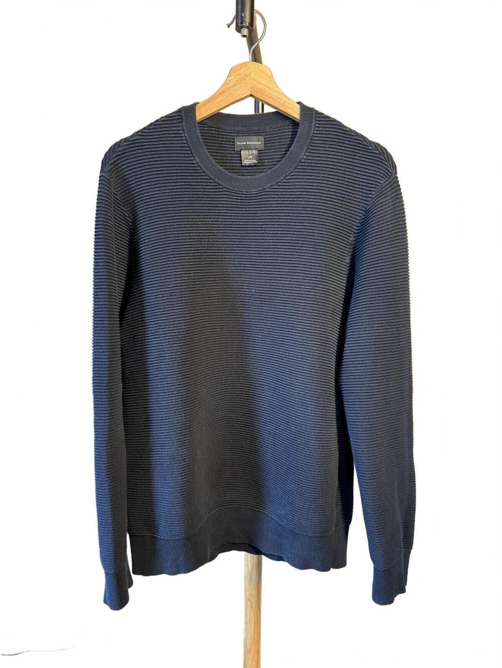 Club Monaco Navy Blue Ribbed Knit Sweater / Size Large